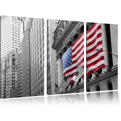 Pixxprint 3-tlg. Leinwandbilder-Set „Eindrucksvolle amerikanische